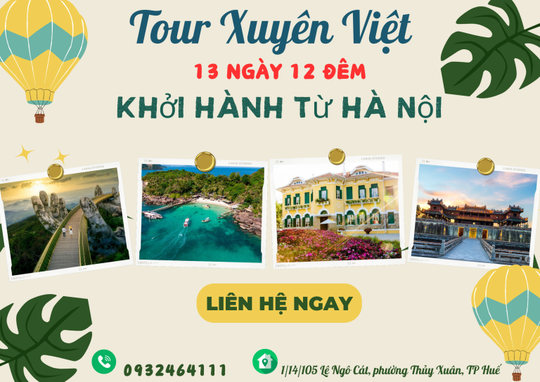 Du lịch Xuyên Việt từ Hà Nội 13 ngày 12 đêm bằng Tàu Hỏa